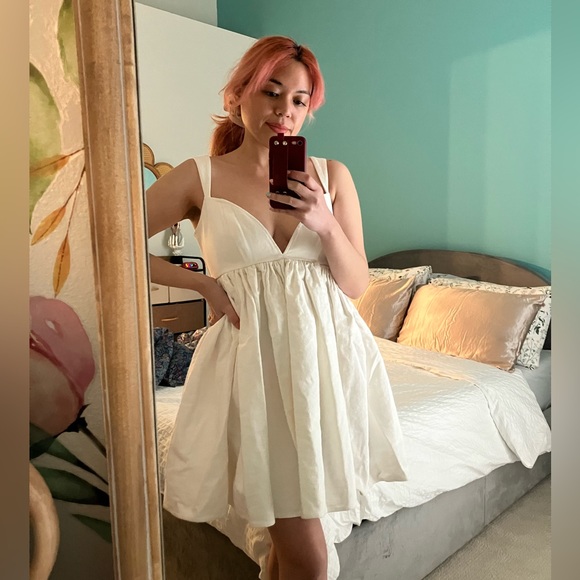 SELKIE x REVOLVE NWT Sunshine Dress Babydoll Mini New White Denim - Picture 2 of 3